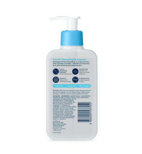 Cerave renewing Sa cleanser bottle back