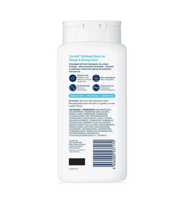 CeraVe SA Body Wash bottle back