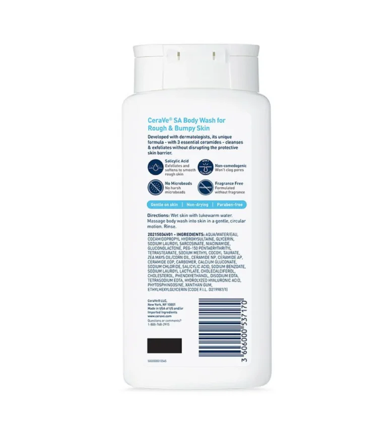 CeraVe SA Body Wash bottle back
