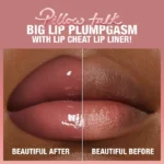 Charlotte Tilbury Pillow Talk Big Lip Plumpgasm Plumping Lip Gloss result before after