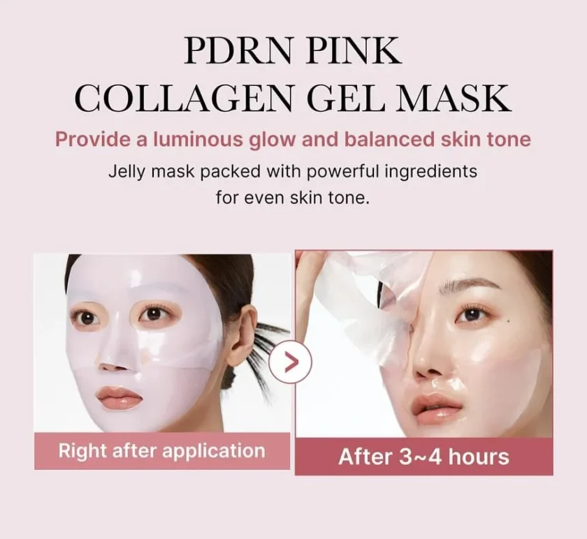 Medicube Pdrn Pink Collagen Gel Mask before after