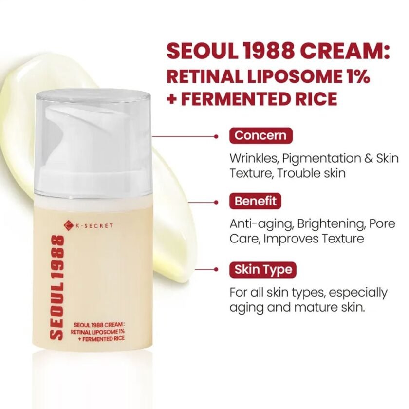 K-Secret – Seoul 1988 Retinal Liposome 1% + Fermented Rice Cream 50ml - Image 2