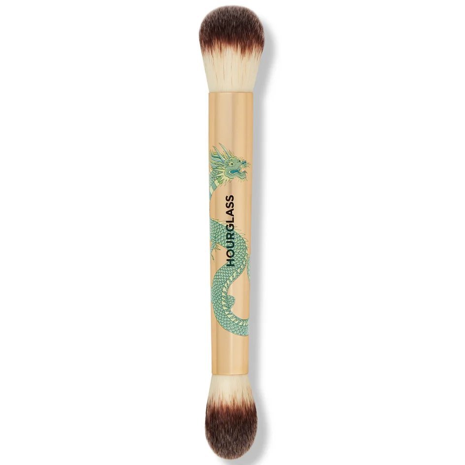 ourglass Unlocked Dragon Edition packaging and luxury face brush for high-end makeup collection