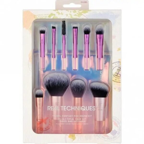 Real Techniques Travel Fantasy Mini Brush Set (10-in-1) with Bag – Authentic in Pakistan