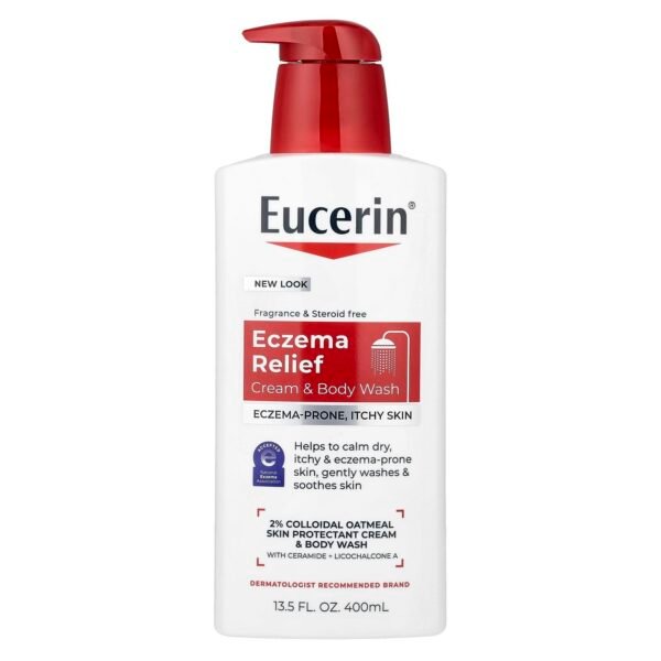 Eucerin Eczema Relief Cream & Body Wash 13.5 fl oz bottle - Gentle cleanser for itchy, sensitive skin.