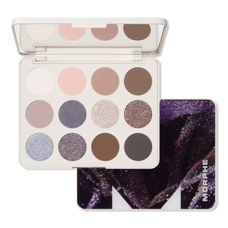 Morphe ChromaPlus Moon Stone Eyeshadow Palette featuring 12 cool-toned matte and metallic shades for professional eye makeup at GlamItPK.