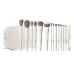Main Set Image: Morphe Ready Set Pro 16-Piece Face and Eye Brush Set displayed with black travel roll.