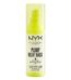 NYX Professional Makeup Plump Right Back Serum and Primer bottle with a yellow pump, showing the clear electrolyte-infused formula.