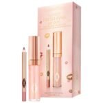 Charlotte Tilbury Mini Glossy Pink Lip Gloss and precision lip liner duo displayed next to its luxury pink and rose-gold packaging, available on glamit.pk Pakistan.