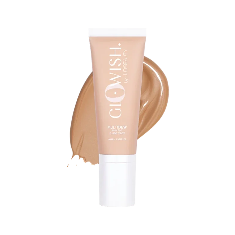 Huda Beauty GloWish MultiDew Skin Tint Foundation tubes available on GLAMIT PK