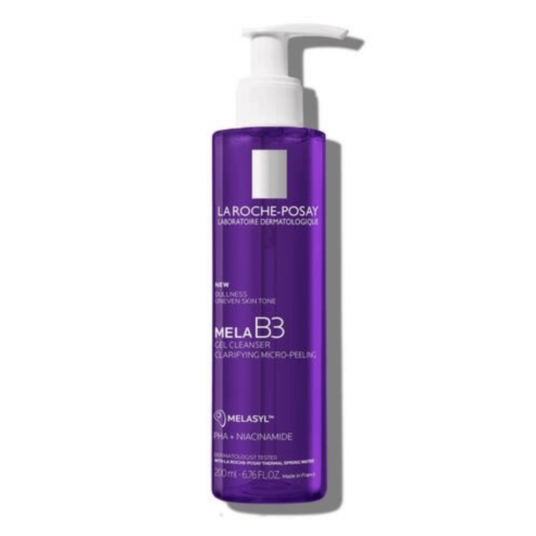 La Roche-Posay Mela B3 Clarifying Unifying Micro-Peeling Gel Cleanser 200ml purple pump bottle - Glamit.pk