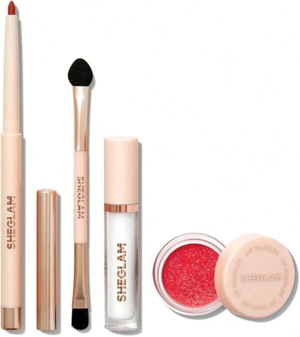 Original SHEGLAM Lip Dazzler Glitter Kit in shade Red Carpet containing glitter, glue, and applicator brush displayed on GLAMIT PK
