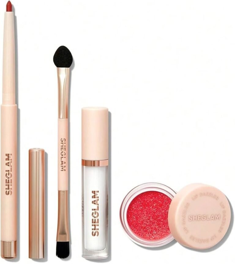 Original SHEGLAM Lip Dazzler Glitter Kit in shade Red Carpet containing glitter, glue, and applicator brush displayed on GLAMIT PK