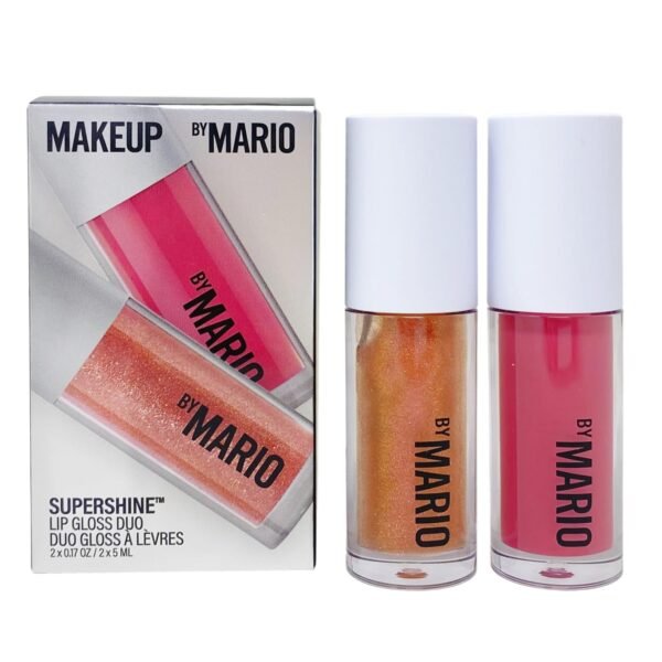 Makeup By Mario SuperShine Lip Gloss Duo featuring Rose Glaze and Rose Gold shades available on GLAMIT PK