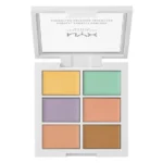 NYX Professional Makeup Color Correcting Palette showing six cream concealer shades including yellow, green, lavender, peach, and tan - Glamit.pk