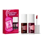 Benefit Benetint Buddy Duo Gift Set featuring two full size bottles of rose tinted lip and cheek stain next to a pink decorative box - Glamit.pk