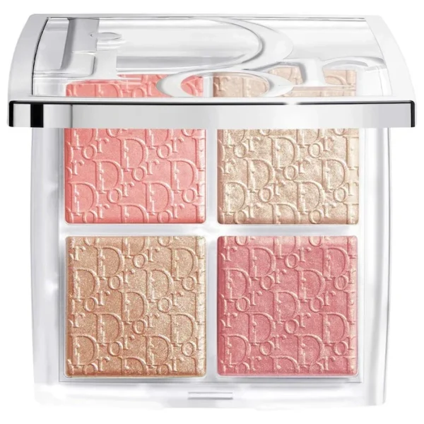DIOR Backstage Glow Maximizer Face Palette in shade 003 Pearly Peach Glow open to display four shimmering powder pans available on GLAMIT PK