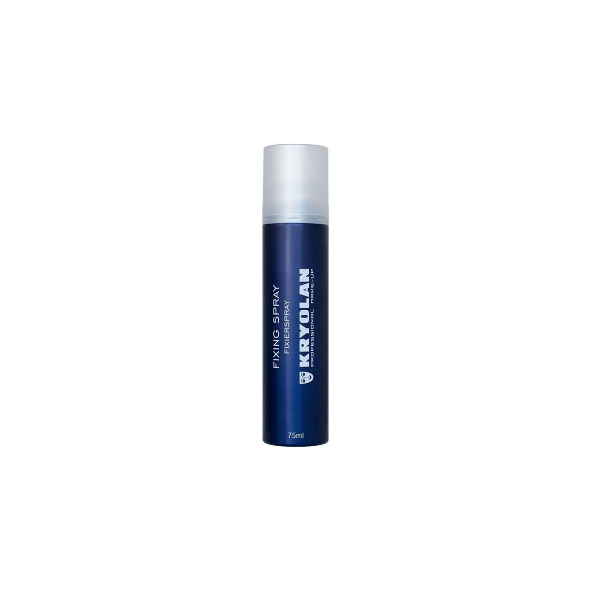 Kryolan Fixing Spray 75ml blue aerosol bottle with white branding on a solid background - Glamit.pk