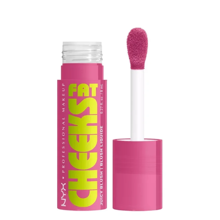 NYX Fat Cheeks Juicy Plump Liquid Blush shades displayed side-by-side showcasing the dewy finish on different skin tones - Glamit.pk