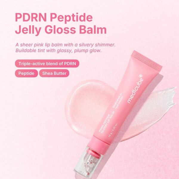 Text: Medicube PDRN Peptide Glossy Lip Balm 10g tube against a clean background available at GlamItPK