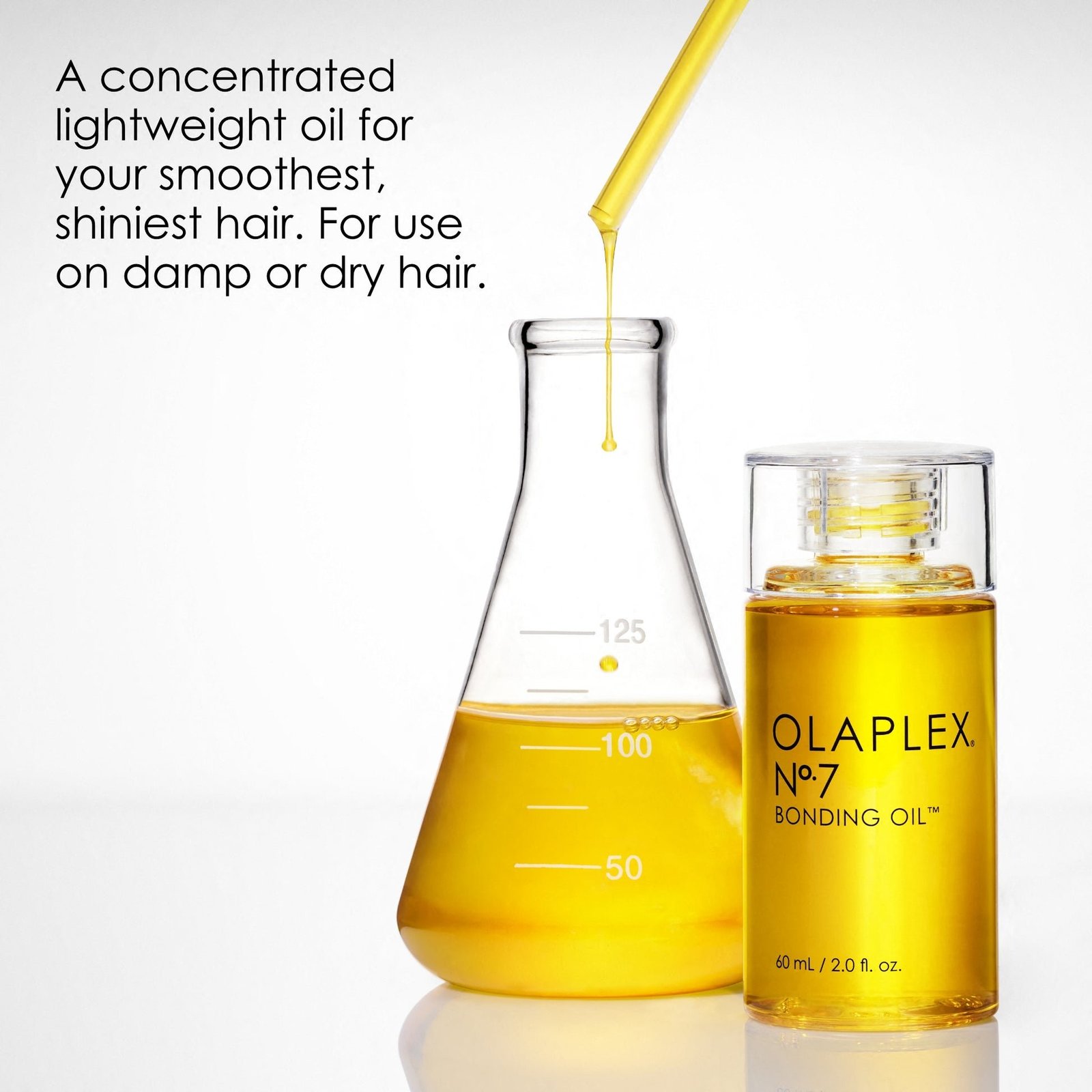 60 ml bottle of Olaplex No. 7 Bonding Oil hair treatment displayed on Glamitpk