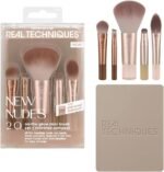 Real Techniques New Nudes On the Glow Mini Brush Kit Compact Mirror available on GLAMIT PK