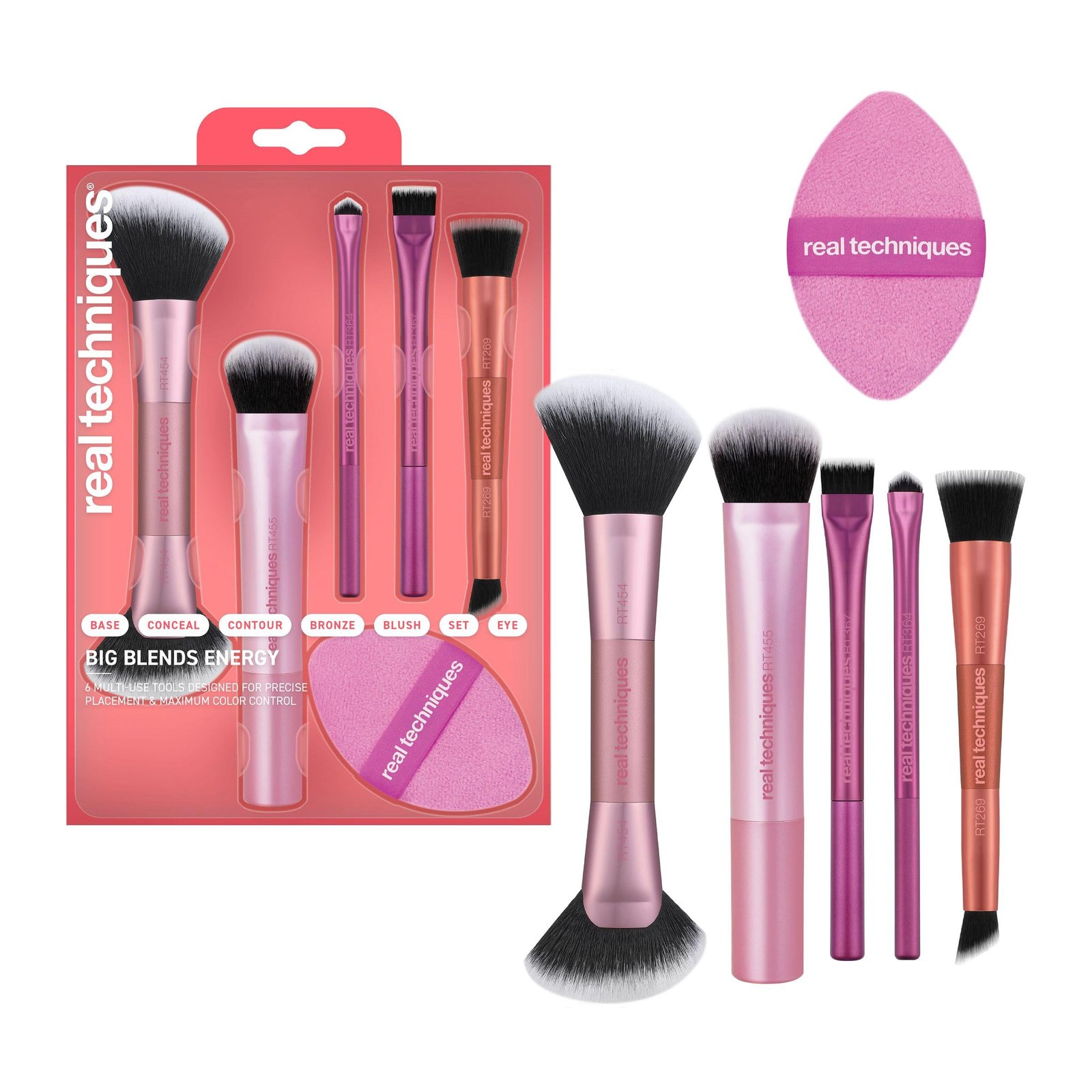 Real Techniques Vivid Escape Glow To Go Travel Makeup Brush Set available on GLAMIT PK