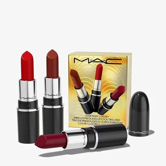 MAC Everyday Luxury Mini Lustreglass Lipstick Trio Red 3 Piece Set - Image 3