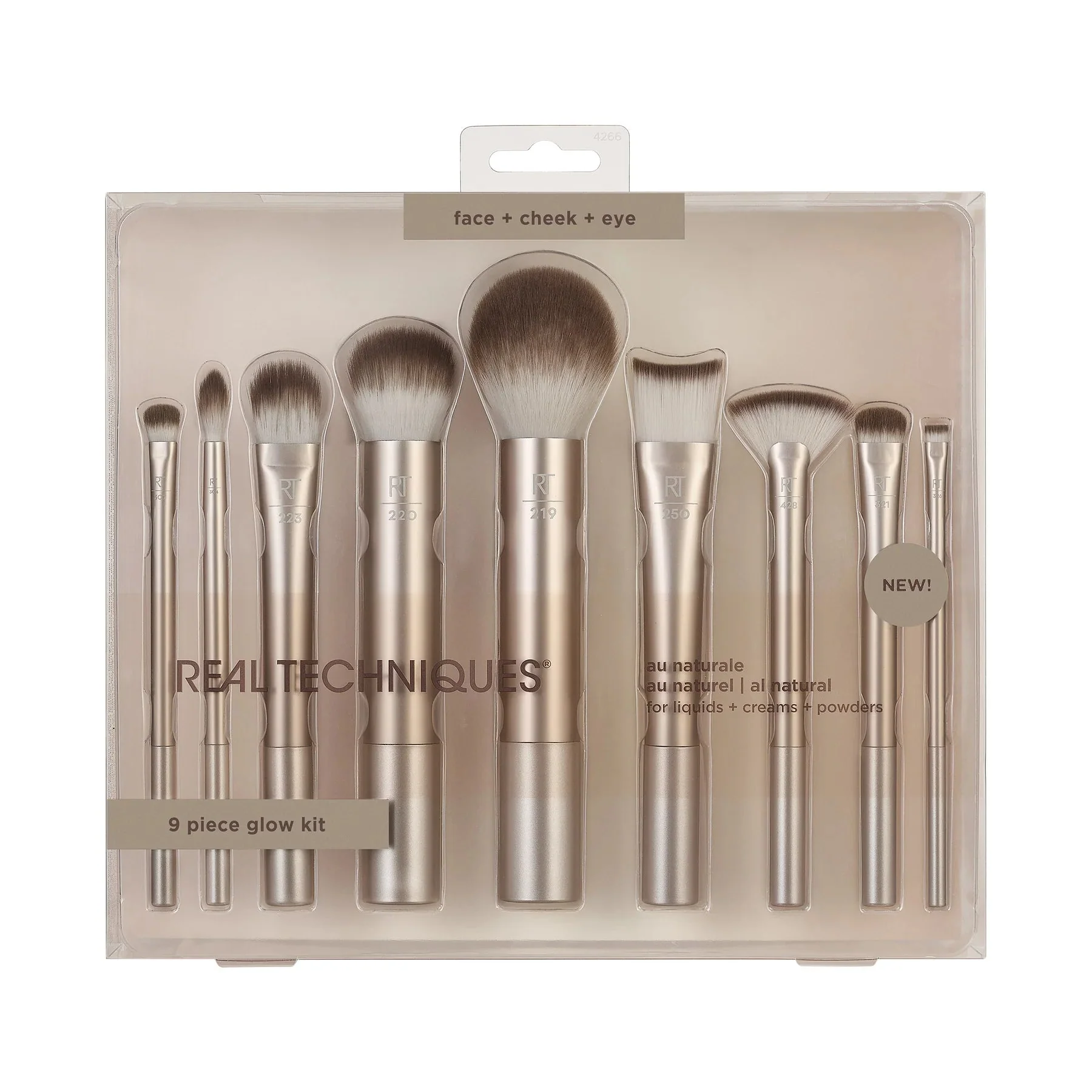 Real Techniques Au Naturale Complete Brush Kit 9 Piece Glow Makeup Brush Set available on GLAMIT PK